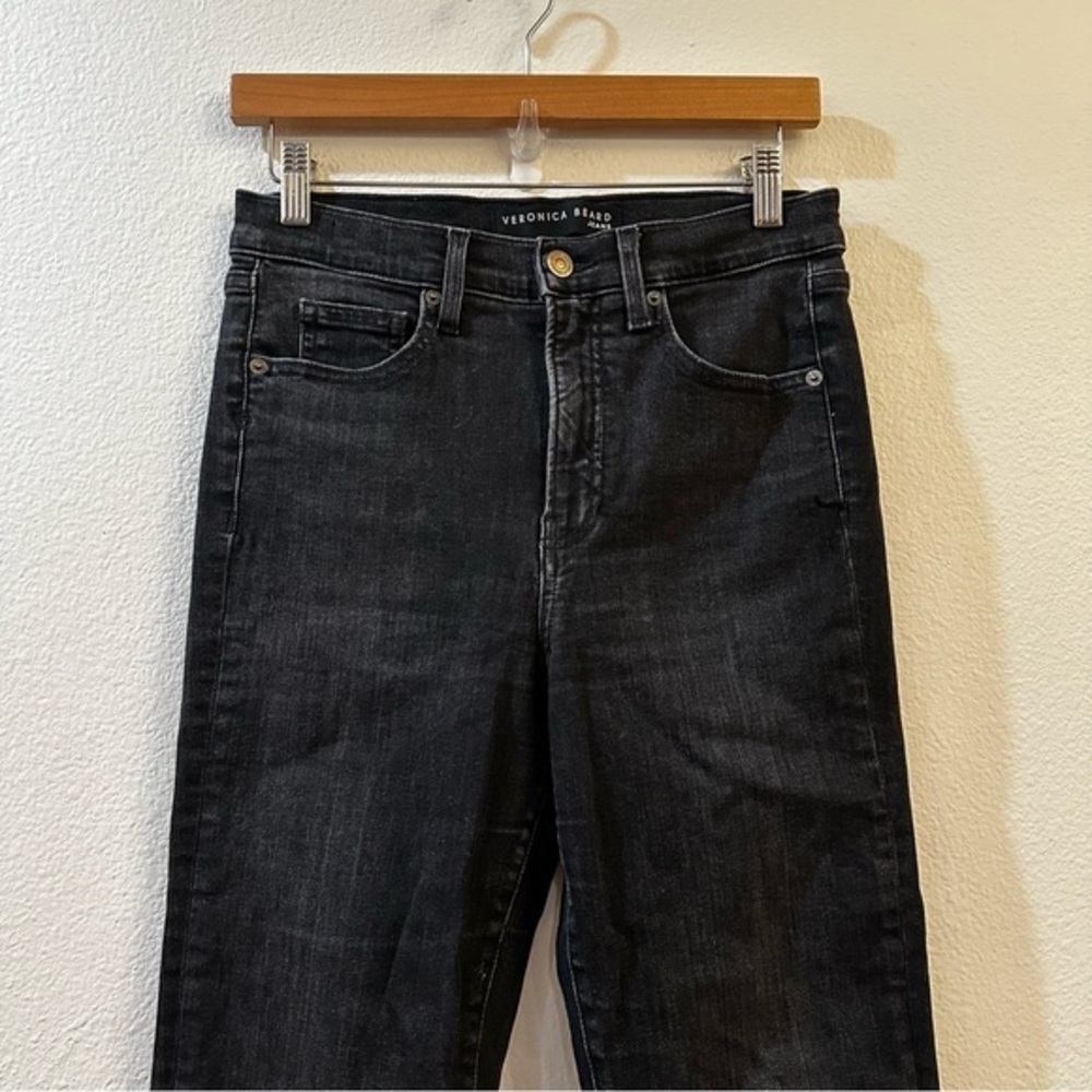 Veronica Beard Ryleigh Slim Straight High Rise Jeans Washed Onyx Size 28 - Picture 4 of 13
